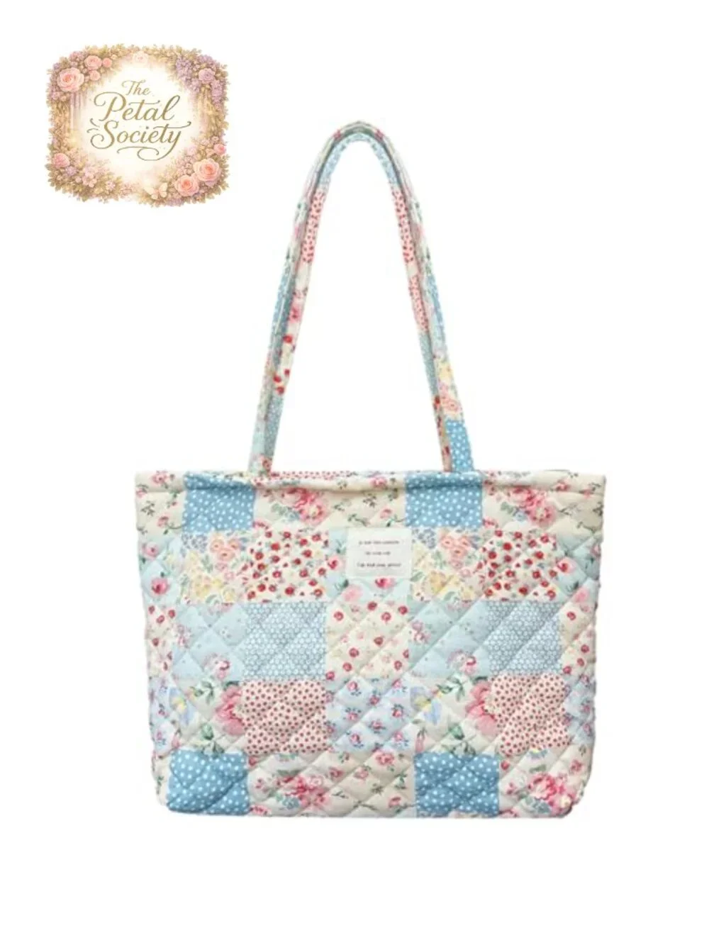 Quilted Tote Bag with Zipper Closure for Women